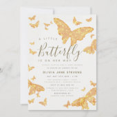 Whimsical Gold Butterfly Boho Chic Baby shower Kaart (Voorkant)