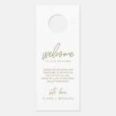 Whimsical Gold Calligraphy Hotel Wedding Guest (Achterkant)