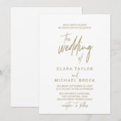 Whimsical Gold Calligraphy The Wedding of Kaart (Voorkant / Achterkant)