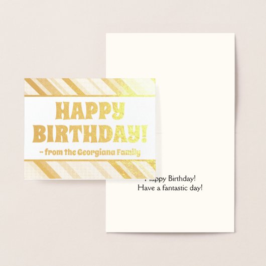 Whimsical Gold Foil "HAPPY BIRTHDAY!" Kaart (Display)