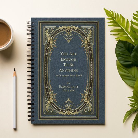 Whimsical  Gold & Light Blue Book Hoesje Planner