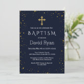 Whimsical Gold Sterrennacht Boy Baptisme Kaart (Staand voorkant)