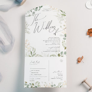 Whimsical Gold Wedding of Seal and Send All In One Uitnodiging