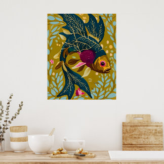 Whimsical Goldfish Poster – Natuur-geïnspireerde k