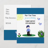 Whimsical Golfing Birthday Party Invitation Kaart (Voorkant / Achterkant)