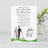 Whimsical Golfing Couple Wedding Invitations Kaart (Staand voorkant)