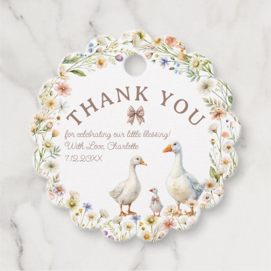 Whimsical Goose Baby shower Bedankt Bedankjes Labels (Voorkant)