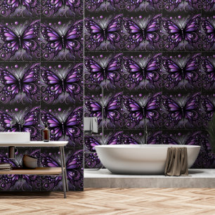 Whimsical Gothic Butterfly Paarse Zwart Kleurrijk Behang