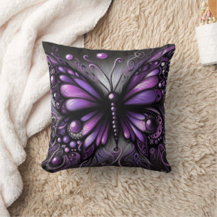 Whimsical Gothic Butterfly Paarse Zwart Kleurrijk Kussen
