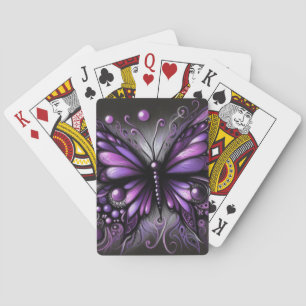 Whimsical Gothic Butterfly Paarse Zwart Kleurrijk Pokerkaarten