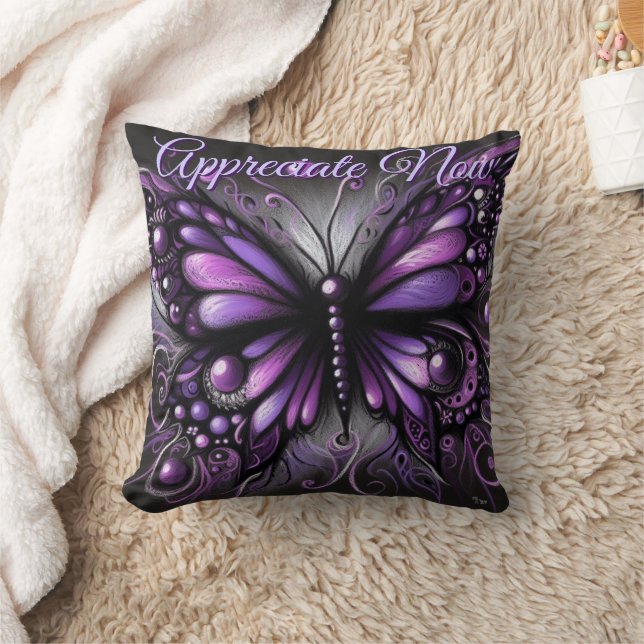 Whimsical Gothic Butterfly Purple Personalized Kussen (Deken)