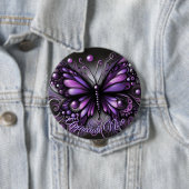 Whimsical Gothic Butterfly Purple Personalized Ronde Button 4,0 Cm (In situ)