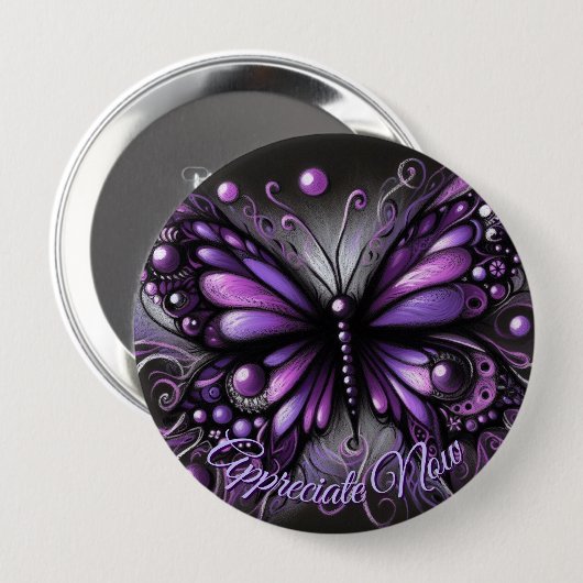 Whimsical Gothic Butterfly Purple Personalized Ronde Button 4,0 Cm (Voorkant /achterkant)