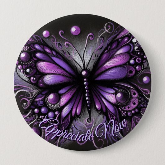 Whimsical Gothic Butterfly Purple Personalized Ronde Button 4,0 Cm (Voorkant)