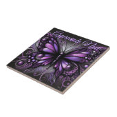 Whimsical Gothic Butterfly Purple Personalized Tegeltje (Zijkant)