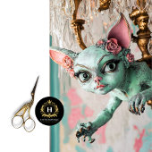 Whimsical Gothic Cat Gargoyle Decoupage Tissuepapier