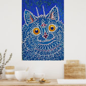 Whimsical Gothic Cat Poster - Retro Art (Keuken)