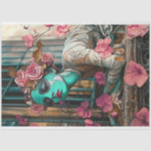 Whimsical Gothic Floral Statue Rozen Decoupage Tissuepapier (Voorkant)