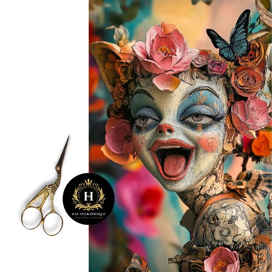 Whimsical Gothic Gargoyle Floral Crown Butterflies Tissuepapier