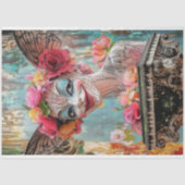 Whimsical Gothic Paris Gargoyle Floral Craft Tissuepapier (Voorkant)