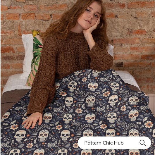 Whimsical Gothic Sugar Skull Modern Fleece Deken