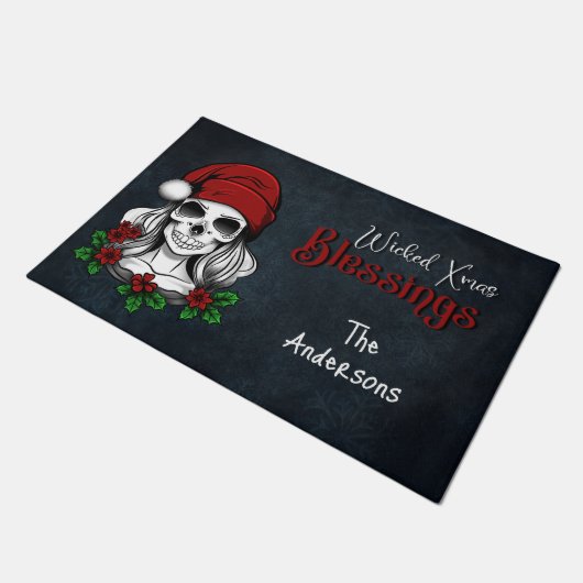 Whimsical Gotische Kerstman schedel Kerstmis Deurmat (Schuin)