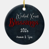 Whimsical Gotische Kerstman schedel Kerstmis Keramisch Ornament (Achterkant)