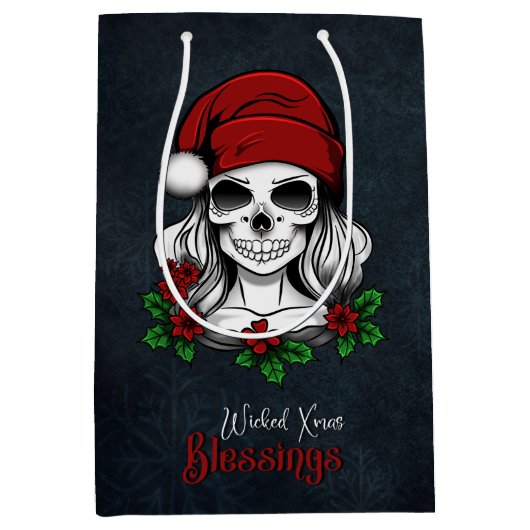Whimsical Gotische Kerstman schedel Kerstmis Medium Cadeauzakje (Voorkant)