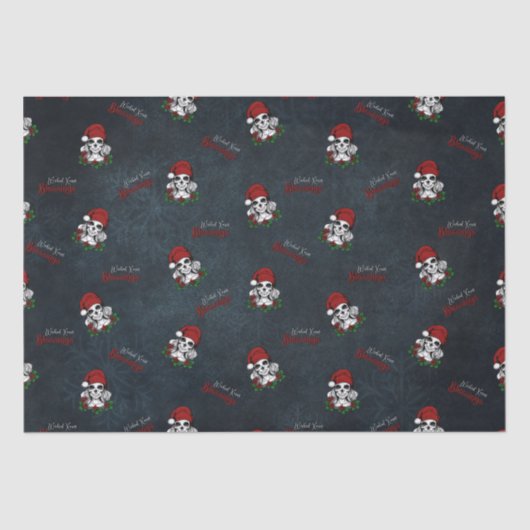 Whimsical Gotische Kerstman schedel Kerstmis Tissuepapier (Voorkant)