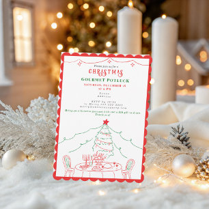 Whimsical Gourmet Friendsmas Potluck Kerstmis Kaart