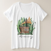 Whimsical Gramophone Sprookjeshuis Waterverf Grote Maat T-shirt (Design voorkant)