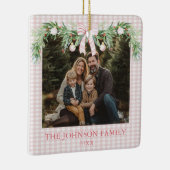 Whimsical Grandmillenial Pink Bow Family Photo Keramisch Ornament (Rechts)
