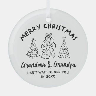 Whimsical Grandparents Pregnancy Announcement Glas Ornament