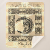 Whimsical  Graphics met Moon Portret Sherpa Deken (Voorkant)