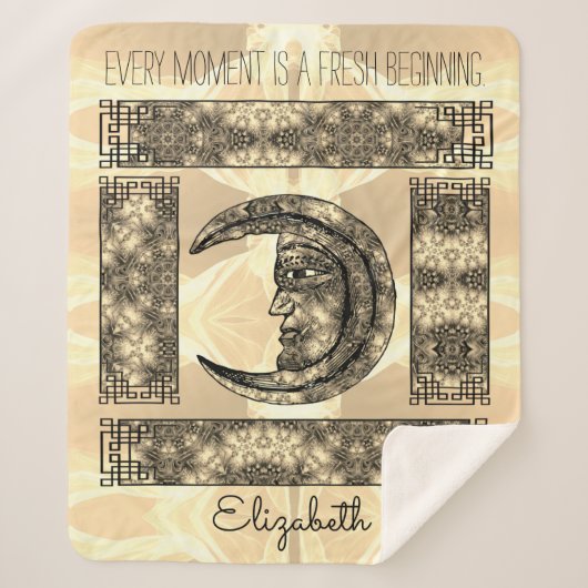 Whimsical  Graphics met Moon Portret Sherpa Deken (Voorkant)