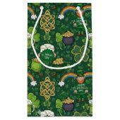 Whimsical Green Cartoon St. Patrick’s Day Pattern  Klein Cadeauzakje (Achterkant)