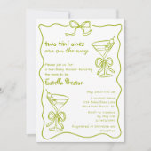 Whimsical Green Dirty Martinis Twin Baby shower Kaart (Voorkant)