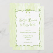 Whimsical Green Easter Brunch Egg Hunt uitnodiging (Voorkant / Achterkant)