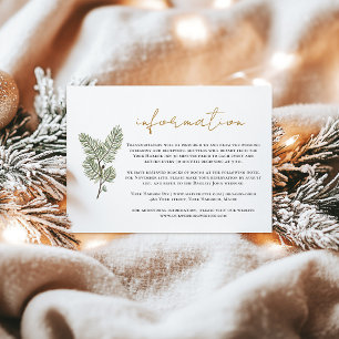Whimsical Green en Gold Pine Cone Bruiloften info Informatiekaartje