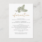 Whimsical Green en Gold Pine Cone Bruiloften info Informatiekaartje (Voorkant)