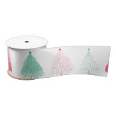Whimsical Green en Pink Trees Kerstmis Lint (Spoel)