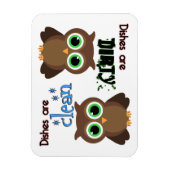Whimsical Green Eyed Brown Owl Magnet (Vertical)