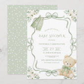 Whimsical Green Frame Vintage Bear  Kaart (Voorkant / Achterkant)