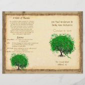Whimsical Green Heart Leaf Tree Wedding Programme (Devant)