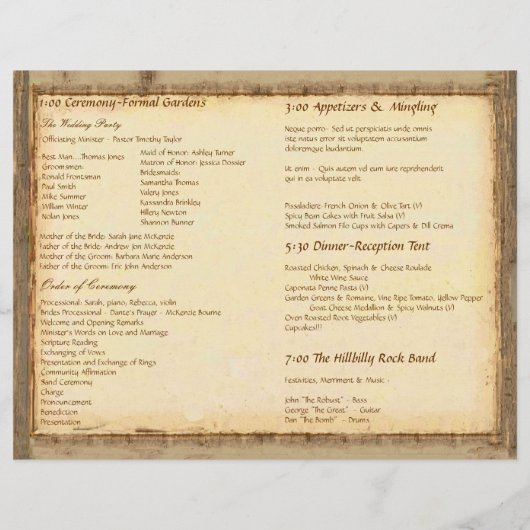 Whimsical Green Heart Leaf Tree Wedding Programme (Dos)