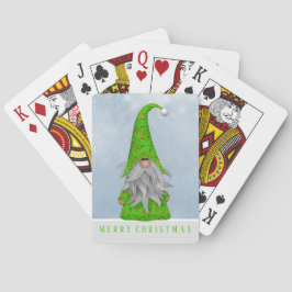 Whimsical Green Holiday Gnome | Vrolijk kerstfeest Pokerkaarten