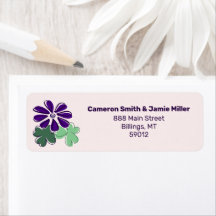 Whimsical Green & Paarse Flower Retouradres