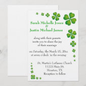 Whimsical Green Shamrock Wedding Invitation Kaart (Voorkant / Achterkant)