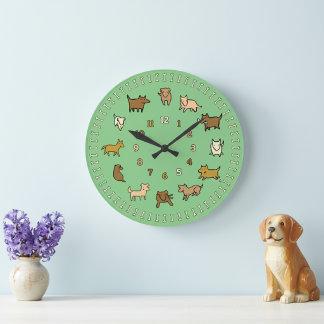 Whimsical Green Wall Clock for Dog Lovers Grote Klok