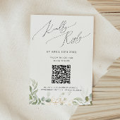 Whimsical Greenery and Gold QR Code RSVP Card